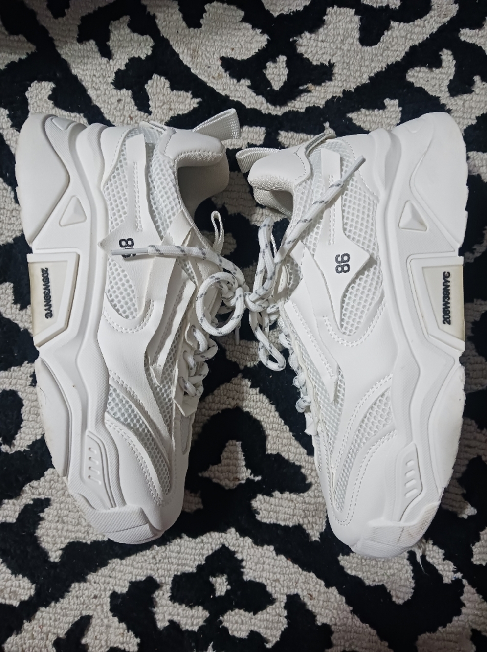 Women White Mesh Lace Up Sneakers